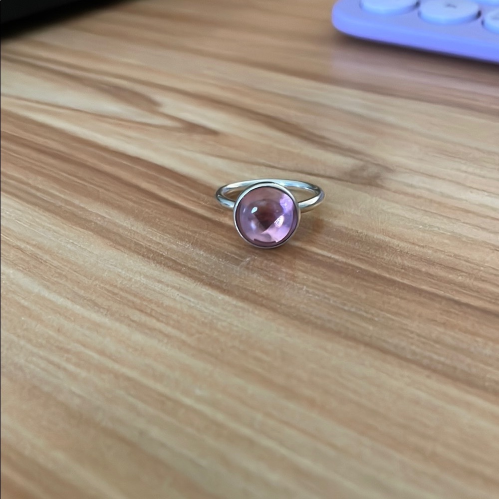 Pandora Pink and Silver Ring with Dazzling Design